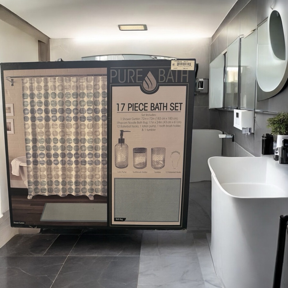 Stylish Blue and Gray Shower Curtain for Your Bath